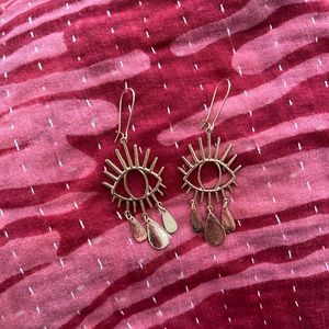 Large EYE tear drop with lashes EARRINGS